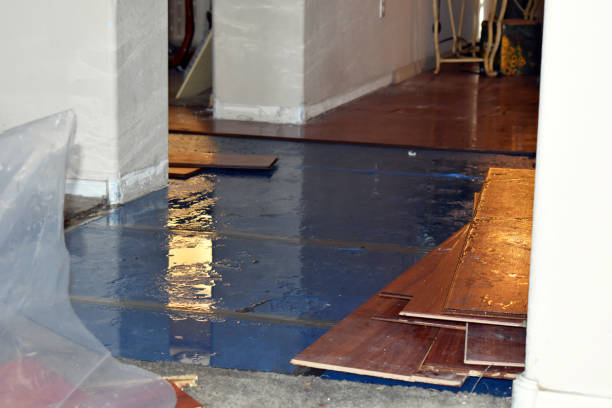 Professional Flood Damage Restoration technician working in Hammond, OR
